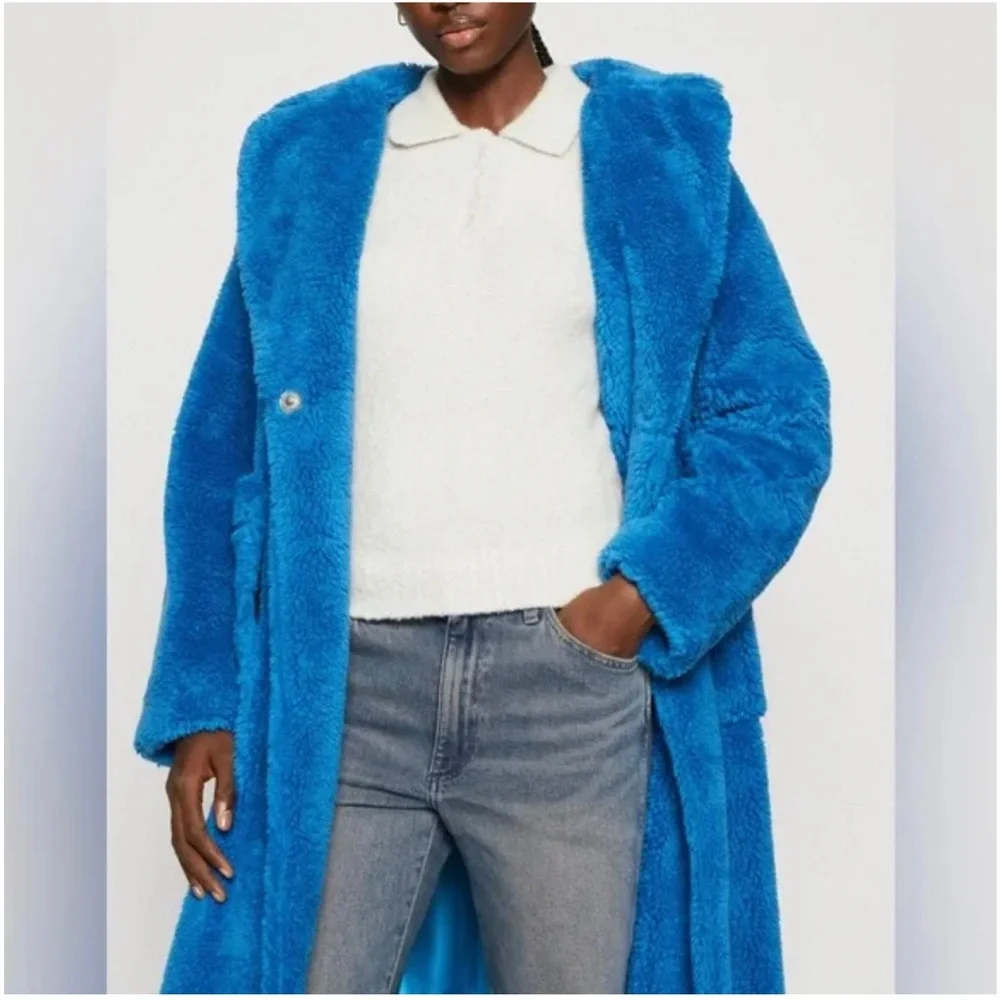 NWT UGG Alesandra Faux Fur Sherpa Teddy Long‎ Wrap Coat in Night Sky